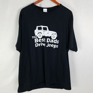 Mens T Shirt 2XL Black Best Dads Drive Jeeps Graphic Ring Spun Port & Company‎